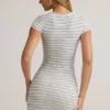 Jazlyn Modal Short-Sleeve Bodycon Mini Dress in Blue Yellow Stripe