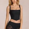 Jemara Lace Soft-Scoop Adjustable Corset Top in Black