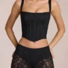 Jemara Lace Soft-Scoop Adjustable Corset Top in Black