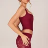 Jemara Lace-Up Corset Top in Cherry Red
