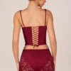Jemara Lace-Up Corset Top in Cherry Red