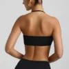 Jerika Slinky Jersey Hardware Detail Halterneck Bralette in Black