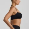 Jerika Slinky Jersey Hardware Detail Halterneck Bralette in Black