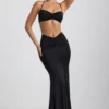 Jerika Slinky Jersey Hardware Detail Halterneck Bralette in Black