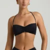 Jerika Slinky Jersey Hardware Detail Halterneck Bralette in Black