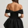 Jessamy Off-Shoulder Layered Bubble Hem Corset Mini Dress in Black