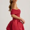 Jessamy Off-Shoulder Layered Bubble Hem Corset Mini Dress in True Red
