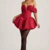 Jessamy Off-Shoulder Layered Bubble Hem Corset Mini Dress in True Red