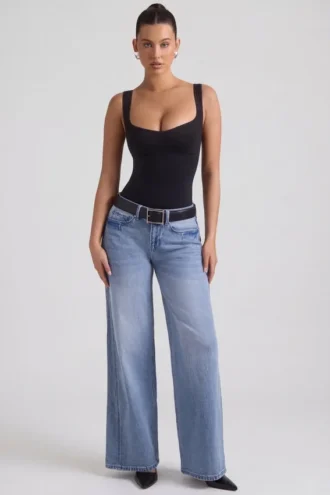Jeylan Low-Rise Wide-Leg Jeans in Vintage Wash