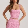 Jianna Embellished Low-Rise Mini Skirt in Pink