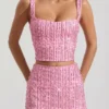 Jianna Embellished Low-Rise Mini Skirt in Pink