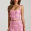 Jianna Embellished Low-Rise Mini Skirt in Pink