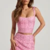 Jianna Embellished Low-Rise Mini Skirt in Pink