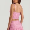 Jianna Embellished Low-Rise Mini Skirt in Pink