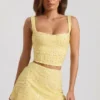 Jianna Embellished Low-Rise Mini Skirt in Yellow