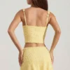 Jianna Embellished Low-Rise Mini Skirt in Yellow