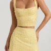 Jianna Embellished Low-Rise Mini Skirt in Yellow