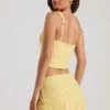 Jianna Embellished Low-Rise Mini Skirt in Yellow
