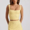 Jianna Embellished Low-Rise Mini Skirt in Yellow