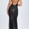 Joella Embellished Cut-Out Halterneck Maxi Dress in Black