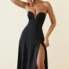 Joely Slinky Jersey Strapless A-Line Midaxi Dress in Black Joely Slinky Jersey Strapless A-Line Midaxi Dress in Black