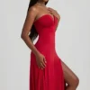 Joely Slinky Jersey Strapless A-Line Midaxi Dress in True Red