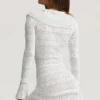 Jolessa Ruffle-Trim Pointelle-Knit Mini Dress in White Jolessa Ruffle-Trim Pointelle-Knit Mini Dress in White