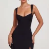 Jolie Sweetheart Neckline Mini Dress in Black