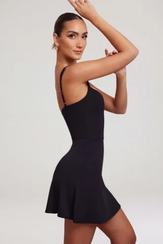 Jolie Sweetheart Neckline Mini Dress in Black