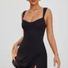 Jolie Sweetheart Neckline Mini Dress in Black