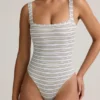 Jolla Modal Square-Neck Bodysuit in Blue Yellow Stripe Jolla Modal Square-Neck Bodysuit in Blue Yellow Stripe