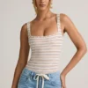 Jolla Modal Square-Neck Bodysuit in Pink Yellow Stripe Jolla Modal Square-Neck Bodysuit in Pink Yellow Stripe