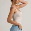 Jolla Modal Square-Neck Bodysuit in Pink Yellow Stripe Jolla Modal Square-Neck Bodysuit in Pink Yellow Stripe