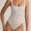 Jolla Modal Square-Neck Bodysuit in Pink Yellow Stripe Jolla Modal Square-Neck Bodysuit in Pink Yellow Stripe