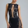Joni Embellished Mid-Rise Mini Skirt in Black