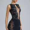 Joni Embellished Mid-Rise Mini Skirt in Black