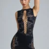 Joni Embellished Mid-Rise Mini Skirt in Black