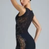 Joni Embellished Mid-Rise Mini Skirt in Black