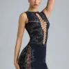 Joni Embellished Mid-Rise Mini Skirt in Black