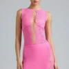 Joni Embellished Mid-Rise Mini Skirt in Bubblegum Pink
