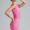Joni Embellished Mid-Rise Mini Skirt in Bubblegum Pink