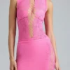 Joni Embellished Mid-Rise Mini Skirt in Bubblegum Pink