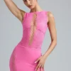 Joni Embellished Mid-Rise Mini Skirt in Bubblegum Pink
