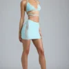 Joni Embellished Mid-Rise Mini Skirt in Ice Blue
