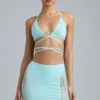 Joni Embellished Mid-Rise Mini Skirt in Ice Blue