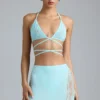 Joni Embellished Mid-Rise Mini Skirt in Ice Blue