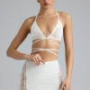 Joni Embellished Mid-Rise Mini Skirt in Ivory