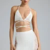 Joni Embellished Mid-Rise Mini Skirt in Ivory