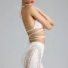 Joni Embellished Mid-Rise Mini Skirt in Ivory