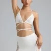 Joni Embellished Mid-Rise Mini Skirt in Ivory